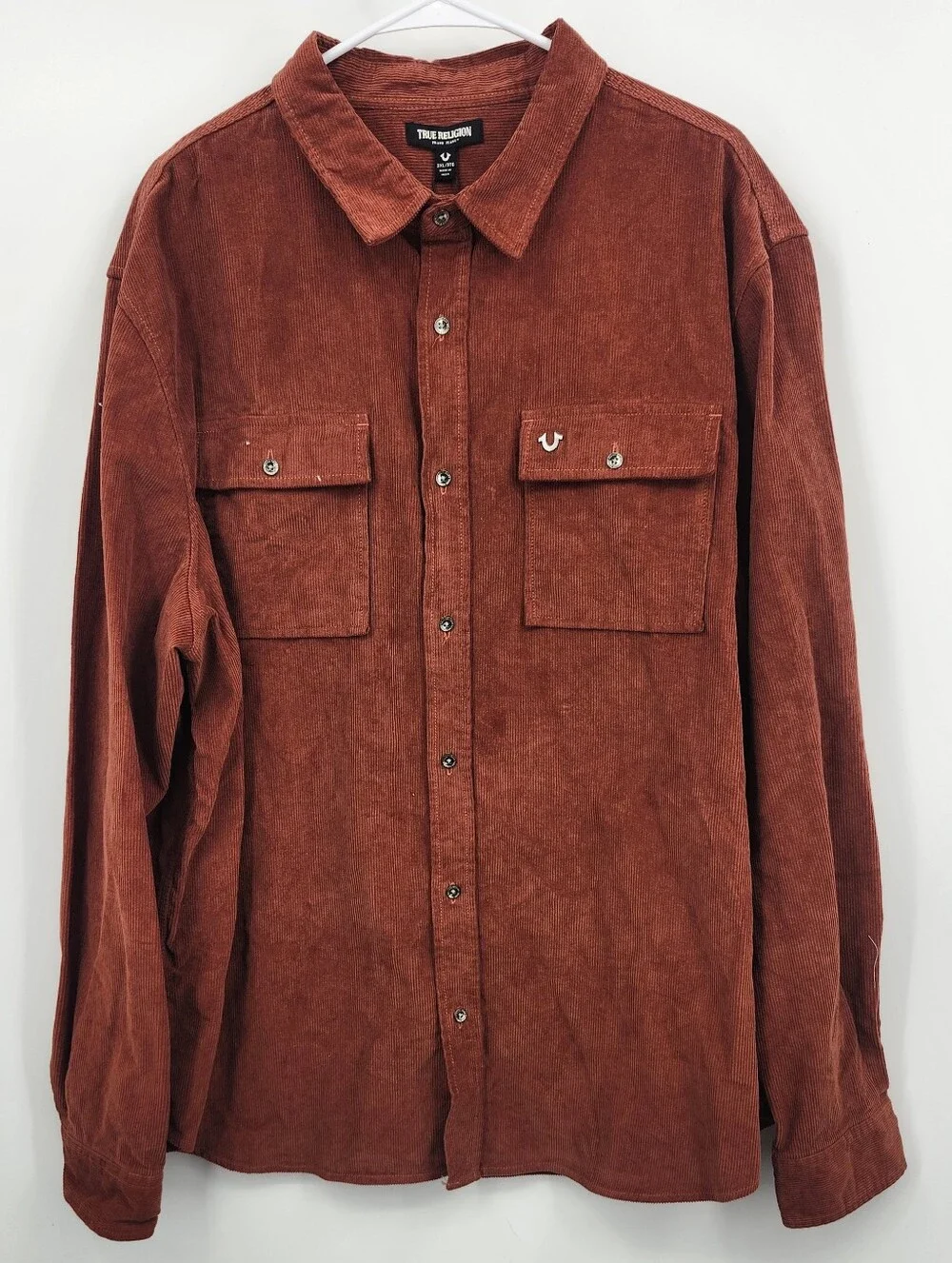 True Religion Men's Corduroy Workwear Long Sleeve Button Up Shirt Size Large